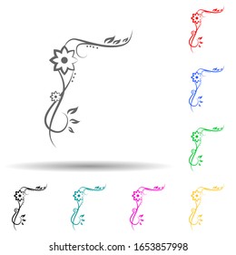 ornament with flowers multi color style icon. Simple glyph, flat vector of ornaments icons for ui and ux, website or mobile application