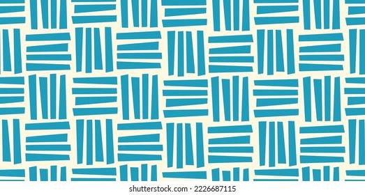 El ornamento se presenta en forma de impresiones de cuadrados formados por líneas azules horizontales y verticales. Imagen vectorial.