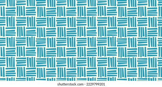 El ornamento se presenta en forma de impresiones de cuadrados formados por líneas azules horizontales y verticales. Imagen vectorial.