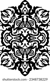 Ornamento. Cuatro amigos. El arte computacional está estilizado para un VYTYNANKA (ucraniano) - adorno esculpido de papel, arte decorativo folclórico tradicional, basado en el corte de papel.