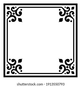 marco adorno, estilo barroco de borde clásico, elementos florales decorativos para invitaciones de diseño, tarjetas de felicitación, etiquetas, cartón, monograma, decoración de boda y corte láser, lugar para texto