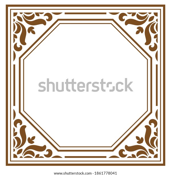 ornament frame, baroque border classic style, gold
decorative floral elements for design invitations, greeting cards,
labels, cover book, monogram, wedding decoration and laser cutting,
place for text
