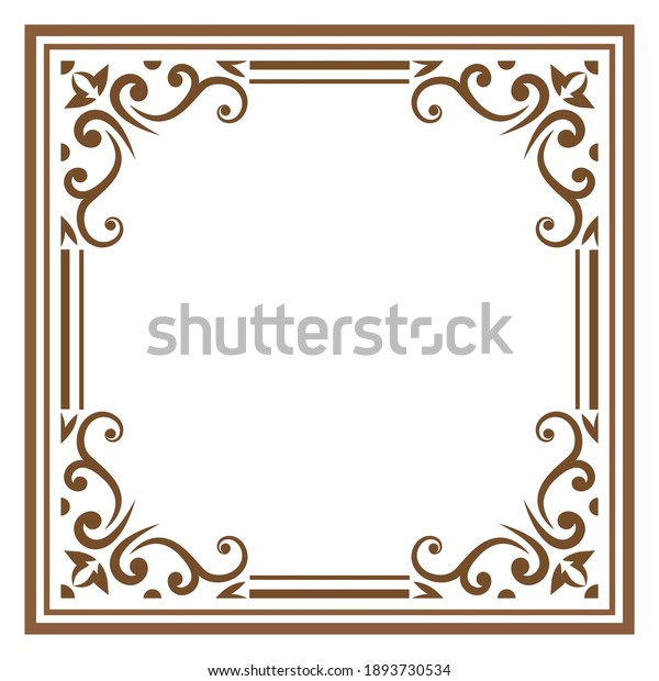 ornament frame, baroque border classic style, gold\
decorative floral elements for design invitations, greeting cards,\
labels, cover book, monogram, wedding decoration and laser cutting,\
place for text