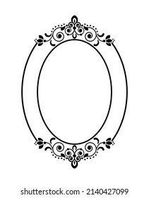 Ornament frame. Baroque border oval style. Decorative floral elements for design invitations. Greeting cards. Labels. Cover book. Monogram. Wedding decoration and laser cutting. Place for text. Vector