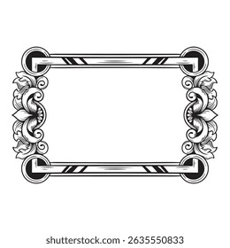 Ornament frame black and white. Decorative element for design