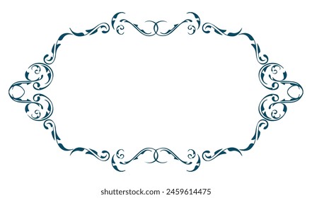 Ornament frame, blue floral frames, trendy Frame png.eps