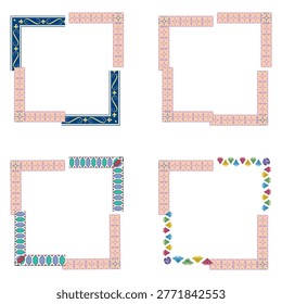 Ornament frame border. Floral pattern frame. Decorative square shape. Vector vintage ornament. EPS 10.