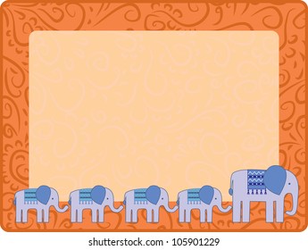 ornament frame with elephant and his kids