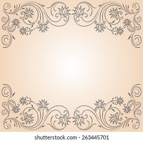 Ornament frame in gray color with blank copy space in the center.