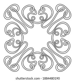 Ornament frame of swirling lines. Illustration for coloring. Decorative line art frame for design template. Lace vector illustration for invitations and greeting cards.