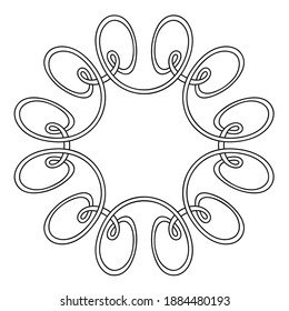 Ornament frame of swirling lines. Illustration for coloring. Decorative line art frame for design template. Lace vector illustration for invitations and greeting cards.