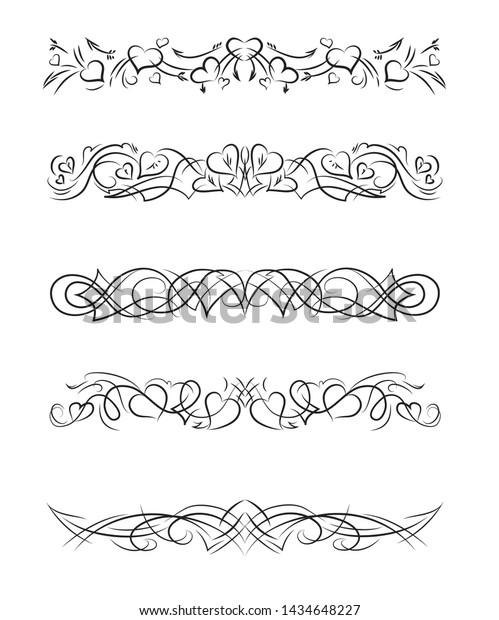 Ornament frames and scroll swirls element. Calligraphic\
wedding curl and swirly line. \
For calligraphy graphic design,\
postcard, menu, screen saver at the end of the text, wedding\
invitation.\
 Vector 