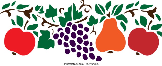 ornament fruit grapes pear apples on a branch