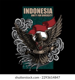 ornament garuda with indonesian flag