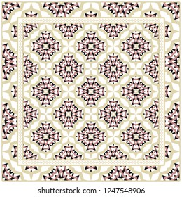 Ornament With Geometric Colorful Pattern. For Print On Fabric, Papper, Silk Neck Scarf, Kerchief Design. Vector Illustration