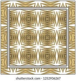 Ornament With Geometric Colorful Pattern. For Print On Fabric, Papper, Silk Neck Scarf, Kerchief Design. Vector Illustration