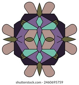 Ornament of geometric figures of butterflies in combinatorics style on a white background 