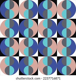Ornament of geometric round shapes.Seamless pattern.Vector illustration.