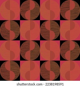 Ornament of geometric round shapes.Seamless pattern.Vector illustration.