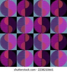 Ornament of geometric round shapes.Seamless pattern.Vector illustration.