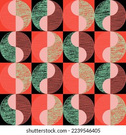 Ornament of geometric round shapes.Seamless pattern.Vector illustration.