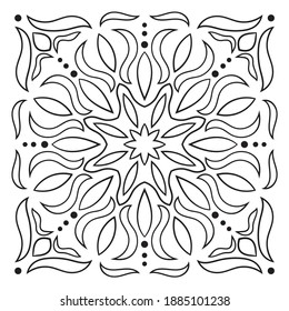 Ornament of geometric silhouette flowers. Print for the cover of the book, postcards, t-shirts, carpet.