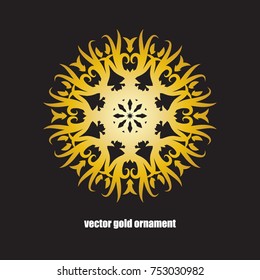 Ornament with a golden gradient on a dark gray background. Decorative vector element.