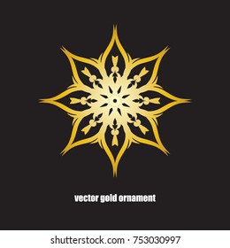 Ornament with a golden gradient on a dark gray background. Decorative vector element.