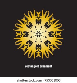 Ornament with a golden gradient on a dark gray background. Decorative vector element.