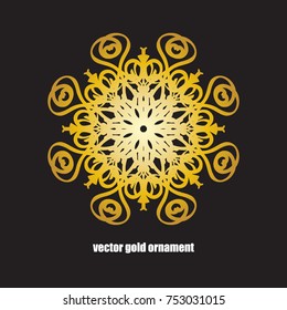 Ornament with a golden gradient on a dark gray background. Decorative vector element.