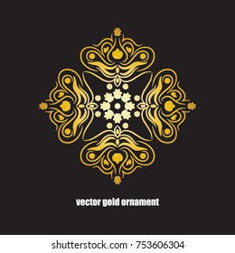 Ornament with a golden gradient on a dark gray background. Decorative vector element.