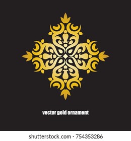 Ornament with a golden gradient on a dark gray background. Decorative vector element.