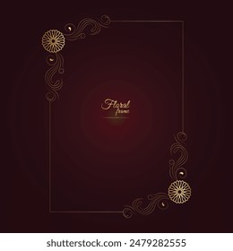 Ornament golden luxury photo frame isolated on background and Floral Frame 
