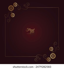 Ornament golden luxury photo frame isolated on background and Floral Frame 

