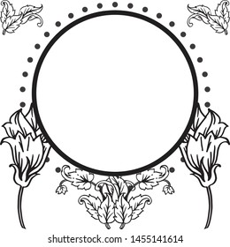 Ornament graphic, beautiful floral frame, design greeting card and invitation card. Vector