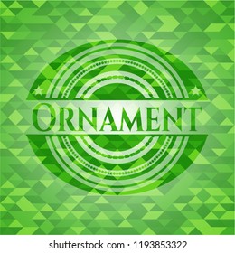 Ornament green emblem. Mosaic background
