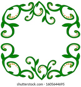 An ornament of green twigs with a black touch with a hollow in the middle.