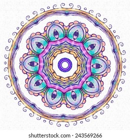 Ornament hand drawn card mandala. Geometric circle element made in vector. Perfect cards for any other kind of design, birthday and other holiday, kaleidoscope,  Watercolor, yoga, india, arabic