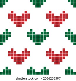 Ornament of hearts in the style of folk embroidery. Vector seamless pattern. Valentine's day. Love, romance. Design of wrapping paper, napkins, fabrics.