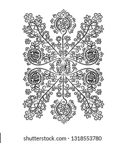 ornament henna design. folk ornamental pattern outlined design. oriental motif. 