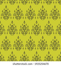 Ornament with heraldic lilies on a green background. Pattern.	