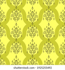 Ornament with heraldic lilies on a yellow background. Pattern.