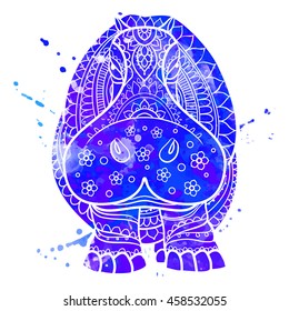 Ornament  hippo vector. Beautiful illustration hippopotamus for design, print clothing, stickers, tattoos, Adult Coloring book. 