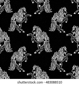 Ornament Horse vector. Beautiful illustration pattern for design, print clothing, stickers, tattoos, Adult Coloring book. 