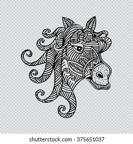 Ornament Horse. Zentangle doodle vector illustration