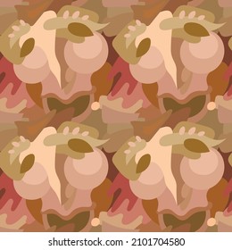 Un adorno con rostro humano. Patrón veloz. Diseño impreso para textil, tela, papel pintado, fondo.