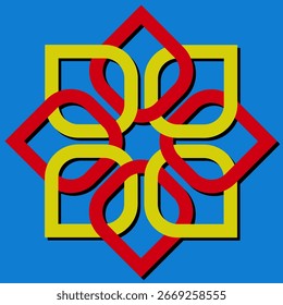 Icono de adorno. Patrón azul anaranjado. Forma curva simétrica. Forma decorativa de Vector. EPS 10.
