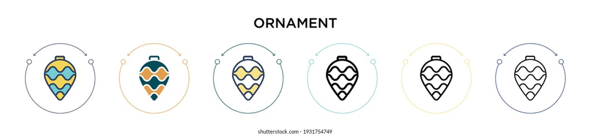 Ornament icon in filled, thin line, outline and stroke style. Vector illustration of two colored and black ornament vector icons designs can be used for mobile, ui, web