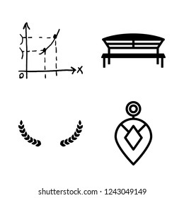 ornament icon set about bauble, bench, wreath and geometry vector set