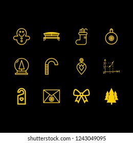 ornament icon set about geometry, christmas tree, bauble and gingerbread man vector set